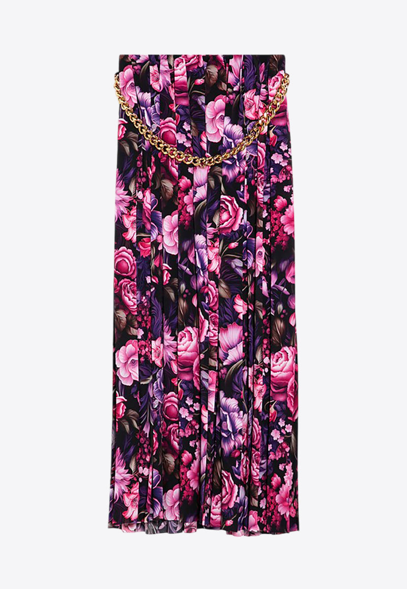 Balenciaga Pleated Floral Print Maxi Skirt Purple 808778TRL38/P_BALEN-9369