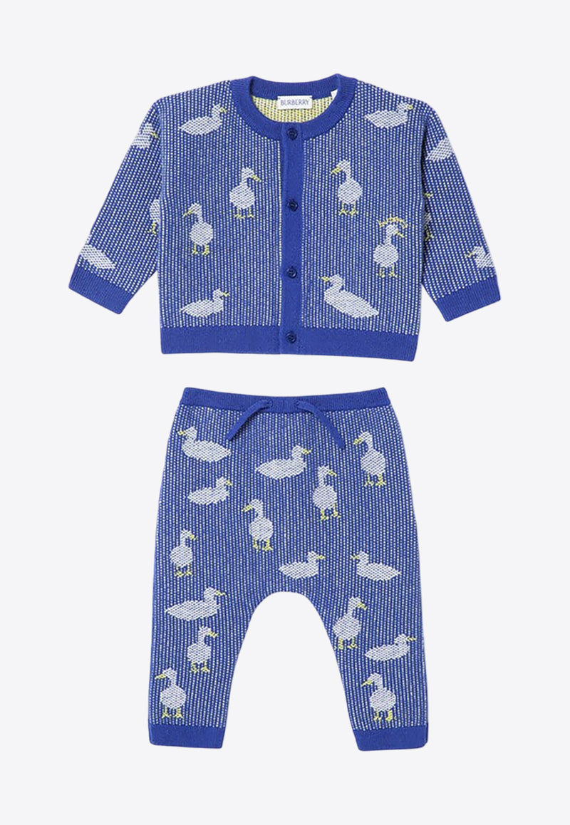 Burberry Kids Babies Jacquard Ducks Cardigan and Pants Set Blue 8089769156924/P_BURBE-B7647