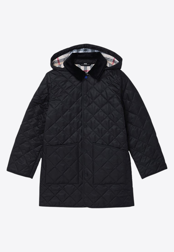 Burberry Kids Boys Corduroy-Collar Quilted Jacket Black 8092531130597/P_BURBE-A1189