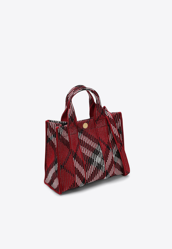 Burberry Mini Check Knitted Nylon Tote Bag Red 8093072158224/P_BURBE-C1212