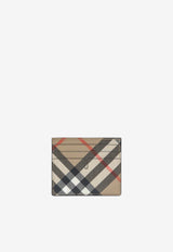 Burberry Leather Checked Cardholder Beige 8095047160296/Q_BURBE-A2021