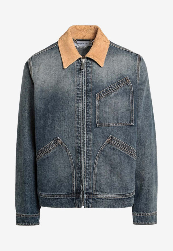 Alexander McQueen Zip-Up Denim Jacket 809777QTACM/Q_ALEXQ-0439