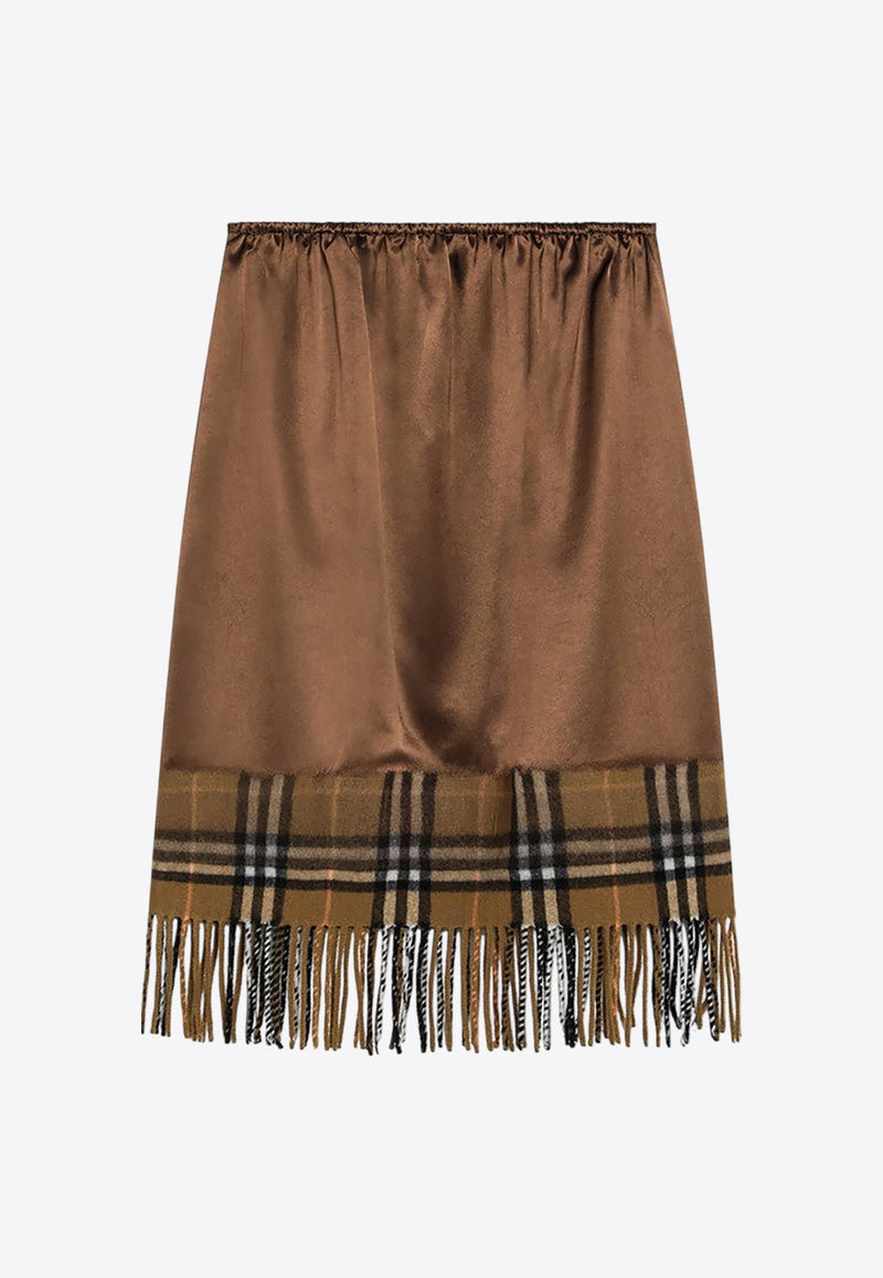 Burberry Checked Midi Fringed Skirt Brown 8098591148076/P_BURBE-C1428