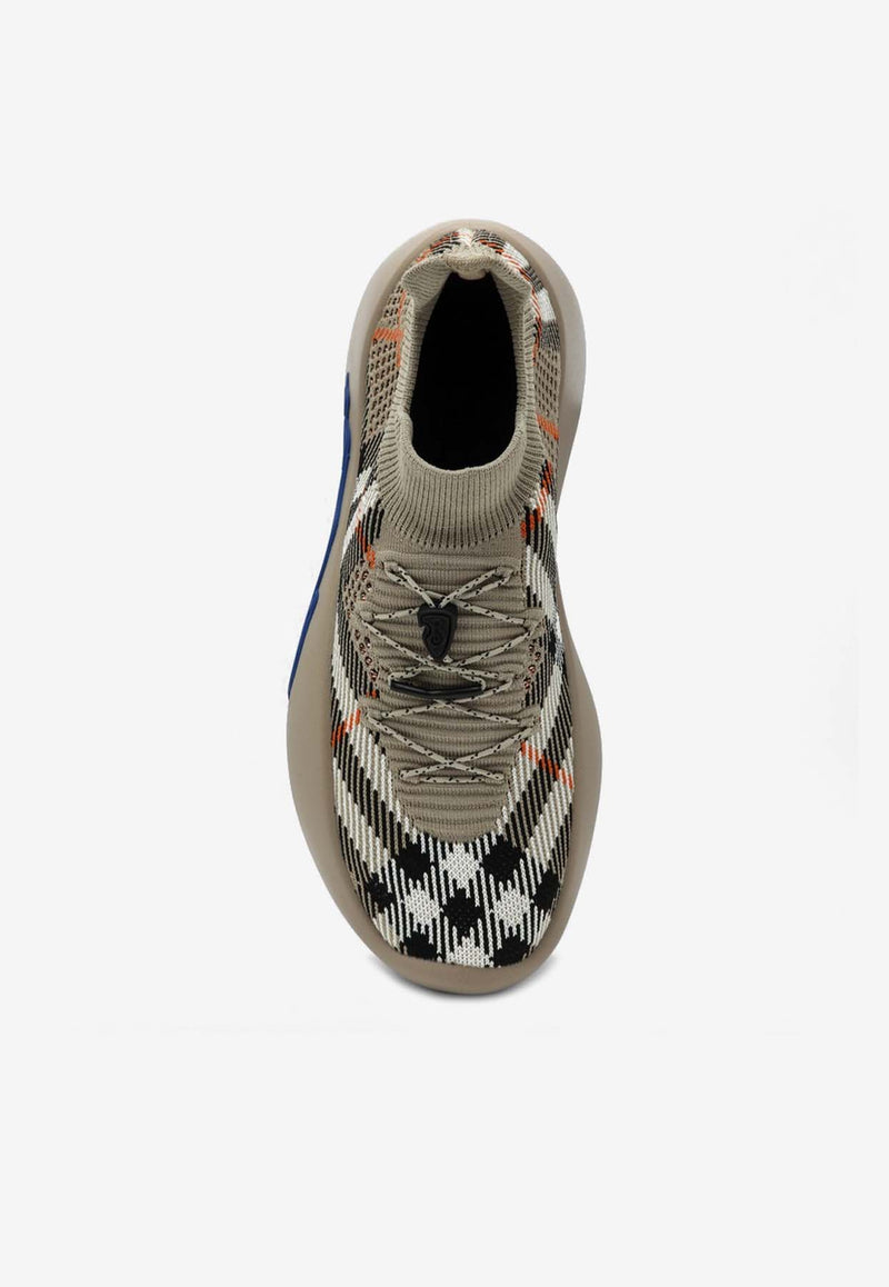 Burberry Neptune Checked Knit Slip-On sneakers Beige 8099326163566/P_BURBE-B9368