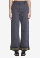 Burberry Check-Trimmed Wide-Leg Pants Gray 8099352--C1501