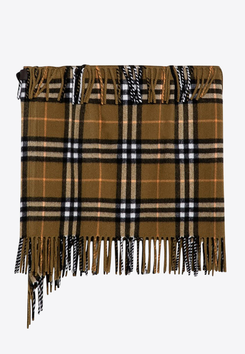 Burberry Checked Fringed Scarf Skirt Brown 8099716161940/P_BURBE-C1422