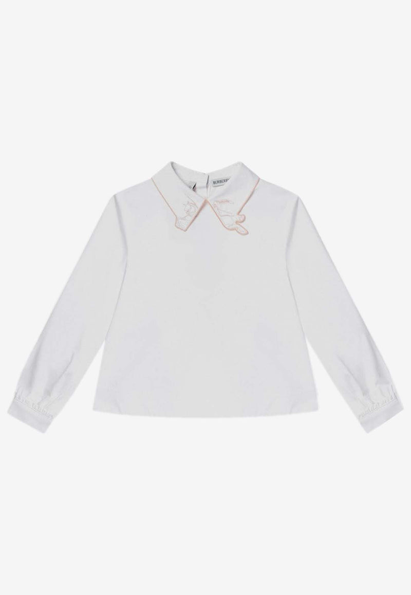 Burberry Kids Girls Embroidered Buttoned Shirt  White 8100063140136/Q_BURBE-A1464