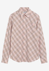 Burberry Checked Buttoned Shirt Pink 8101134162701/Q_BURBE-C2143