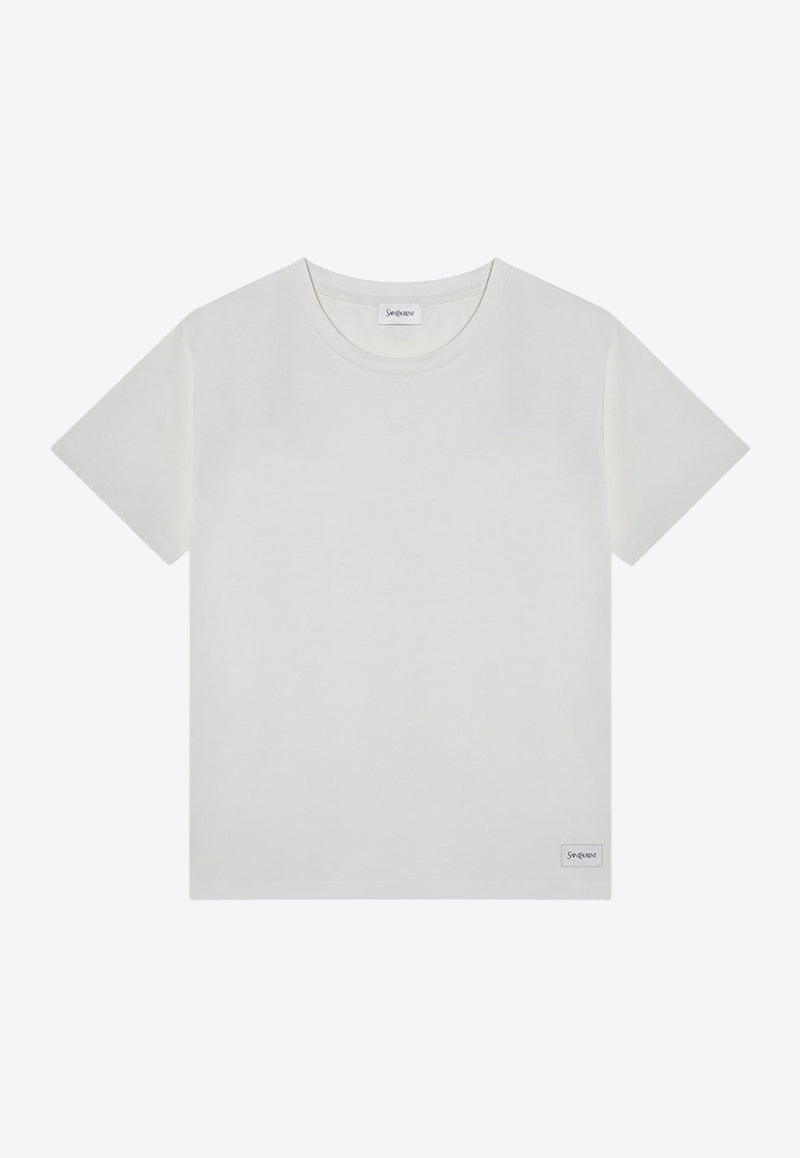 Saint Laurent Logo Patch Crewneck T-shirt White 810277Y37RY/P_YSL-9502