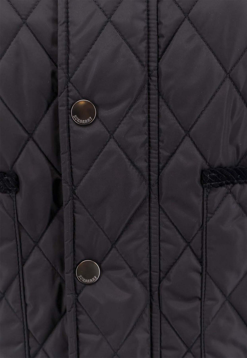 Burberry Corduroy-Collar Quilted Jacket Black 8105097_C1307