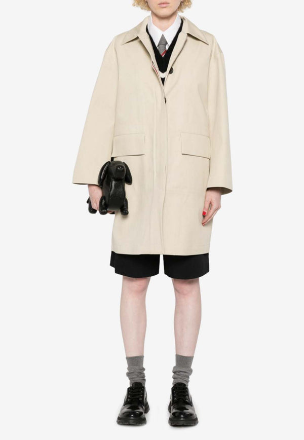 Thom Browne Double-Breasted Raincoat Beige FOC859UF0650_250