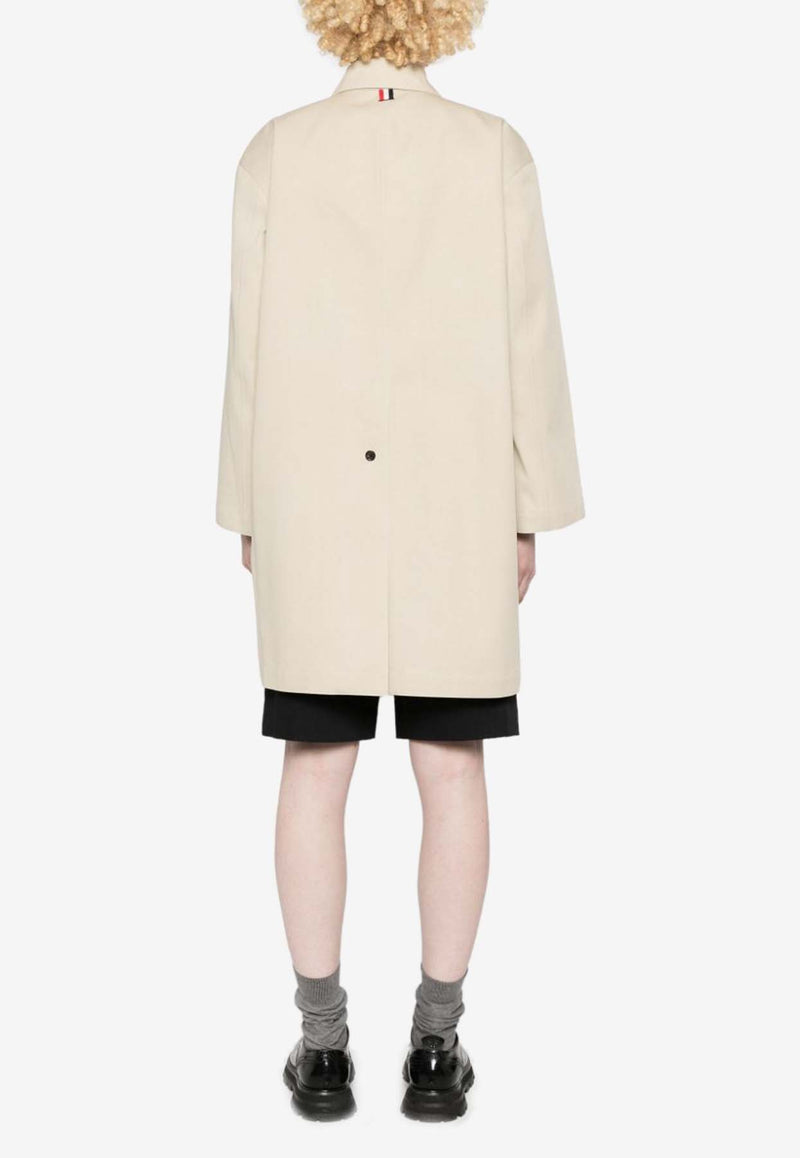 Thom Browne Double-Breasted Raincoat Beige FOC859UF0650_250