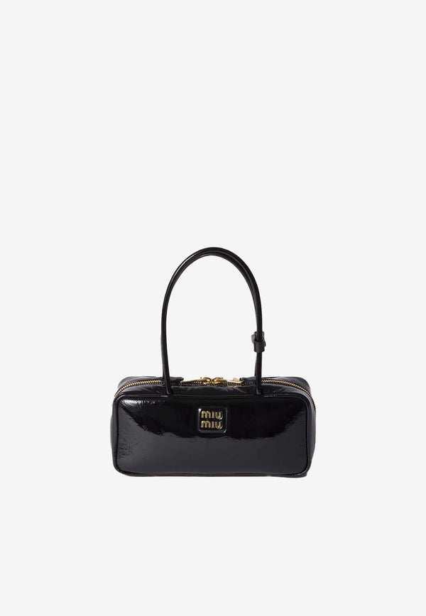 Miu Miu Beau Naplak Patent Leather Shoulder Bag  Black 5BB173VOLOADNT_F0002