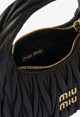 Miu Miu Wander Matelassé Nappa Leather Hobo Bag Black 5BC125VOOYAN88_F0002