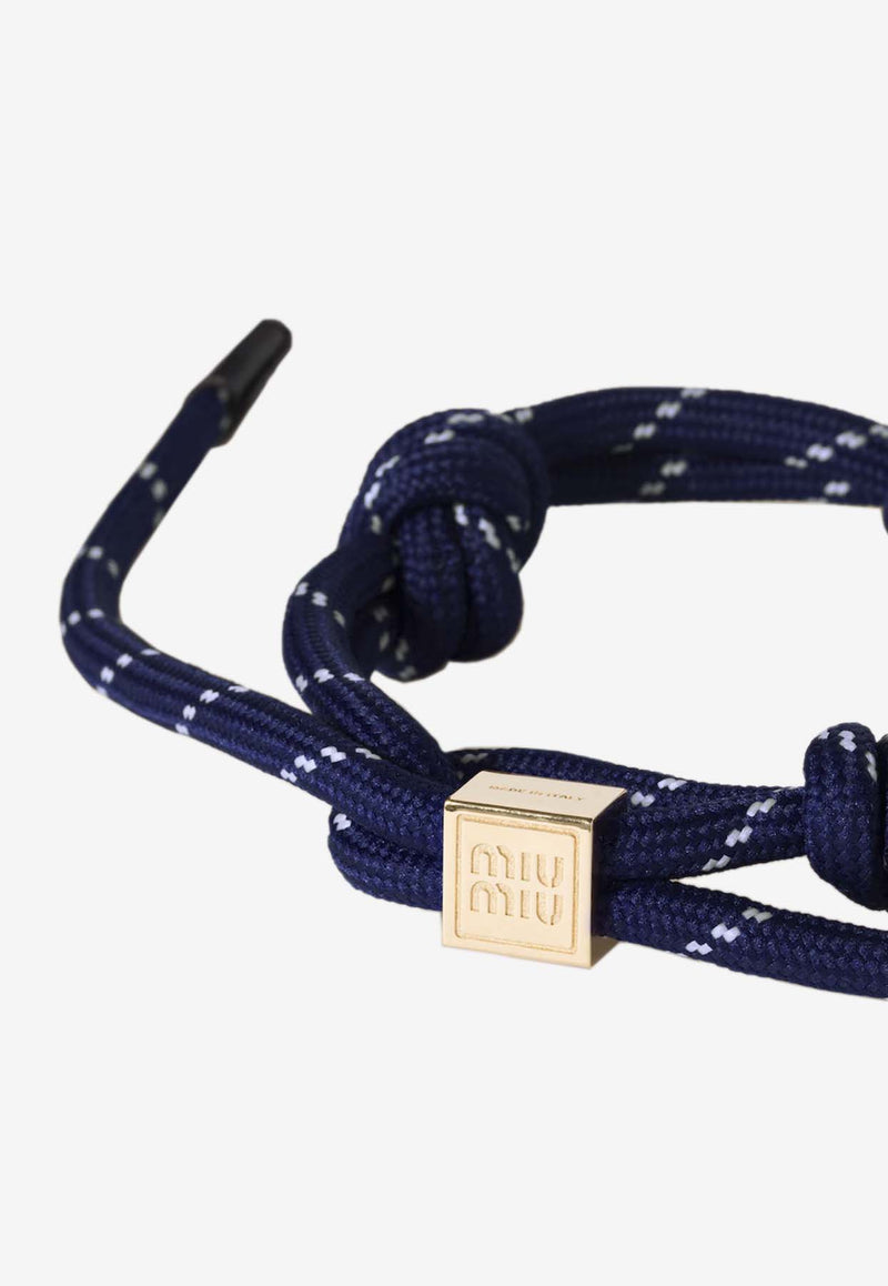 Miu Miu Logo Charm Rope Bracelet  Blue 5IB5383L74_F0216