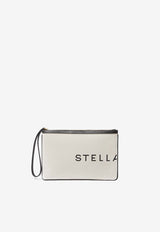 Stella McCartney SMC Logo Canvas Zip Pouch White 7P0078WP0221_9043