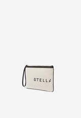 Stella McCartney SMC Logo Canvas Zip Pouch White 7P0078WP0221_9043