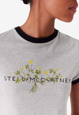 Stella McCartney Floral Embroidered Logo T-shirt Gray 6J03723SPZ75_1262