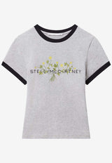 Stella McCartney Floral Embroidered Logo T-shirt Gray 6J03723SPZ75_1262