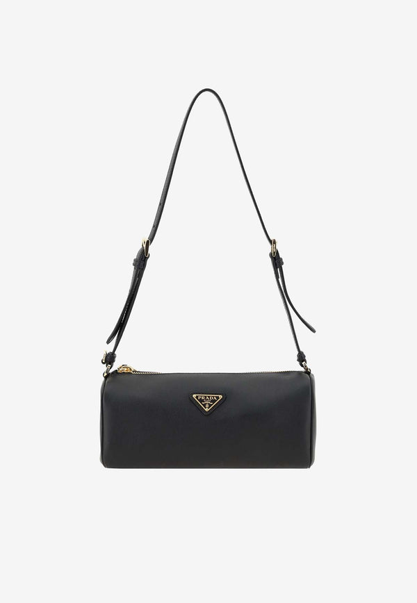 Prada Triangle Logo Saffiano Leather Shoulder Bag Black 1BC239VOVO2CYS_F0002