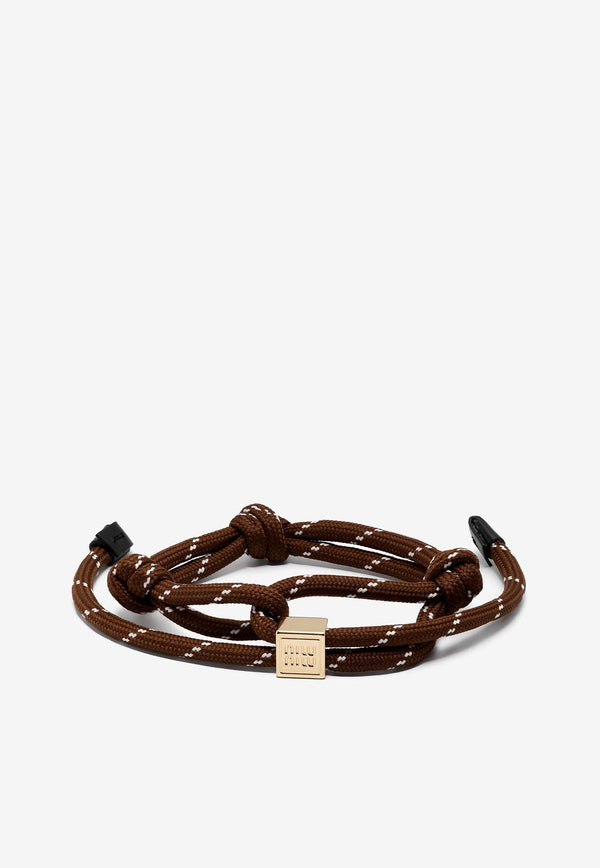 Miu Miu Logo Charm Rope Bracelet  Brown 5IB5383L74_F0005