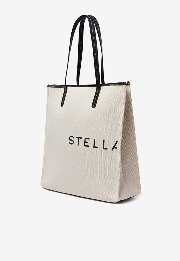 Stella McCartney Large SMC Logo Canvas Tote Bag Ecru 7B0133WP0221_9043