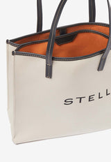 Stella McCartney Large SMC Logo Canvas Tote Bag Ecru 7B0133WP0221_9043