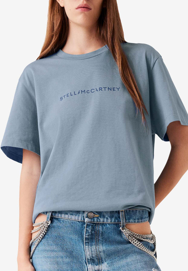 Stella McCartney Logo Print Crewneck T-shirt Blue 6J01583SPY48_4700