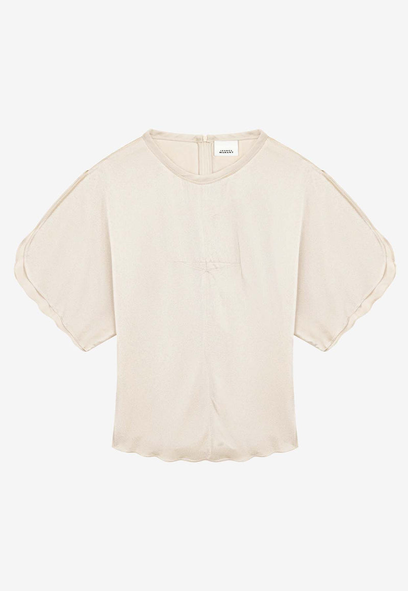 Isabel Marant Karlita Satin Blouse Cream HT0568FAC1J04I_20CK