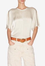 Isabel Marant Karlita Satin Blouse Cream HT0568FAC1J04I_20CK