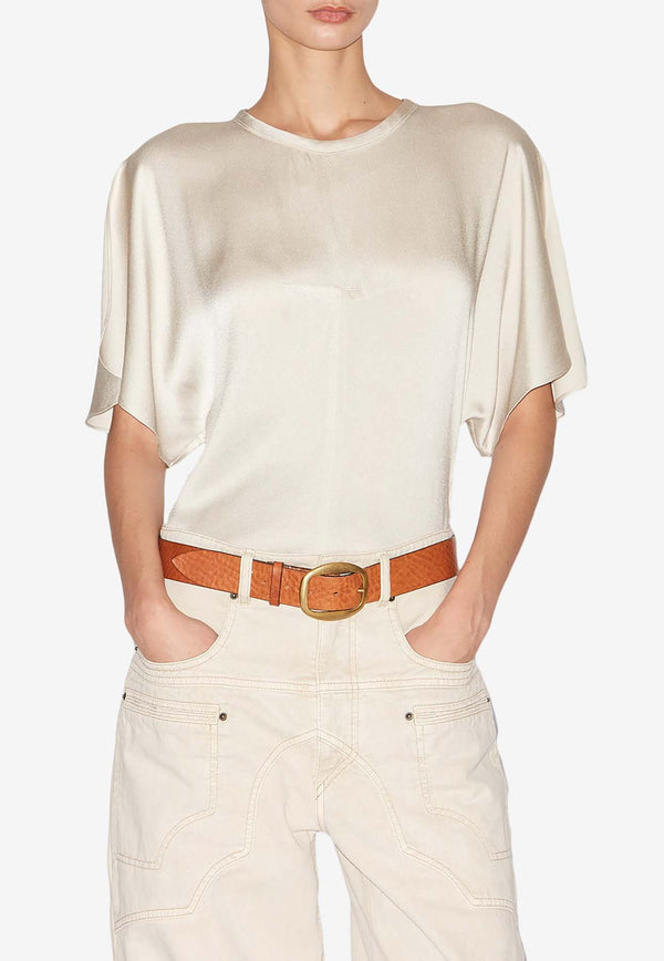 Isabel Marant Karlita Satin Blouse Cream HT0568FAC1J04I_20CK