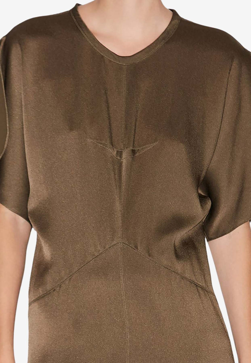 Isabel Marant Keany Satin Midi Dress Brown RO0681FAC1J04I_50BZ