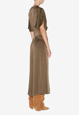 Isabel Marant Keany Satin Midi Dress Brown RO0681FAC1J04I_50BZ