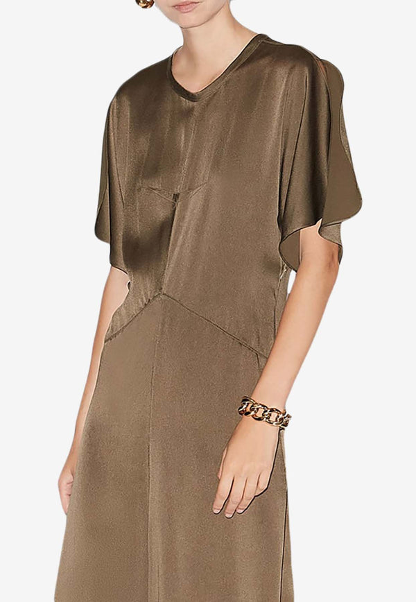 Isabel Marant Keany Satin Midi Dress Brown RO0681FAC1J04I_50BZ