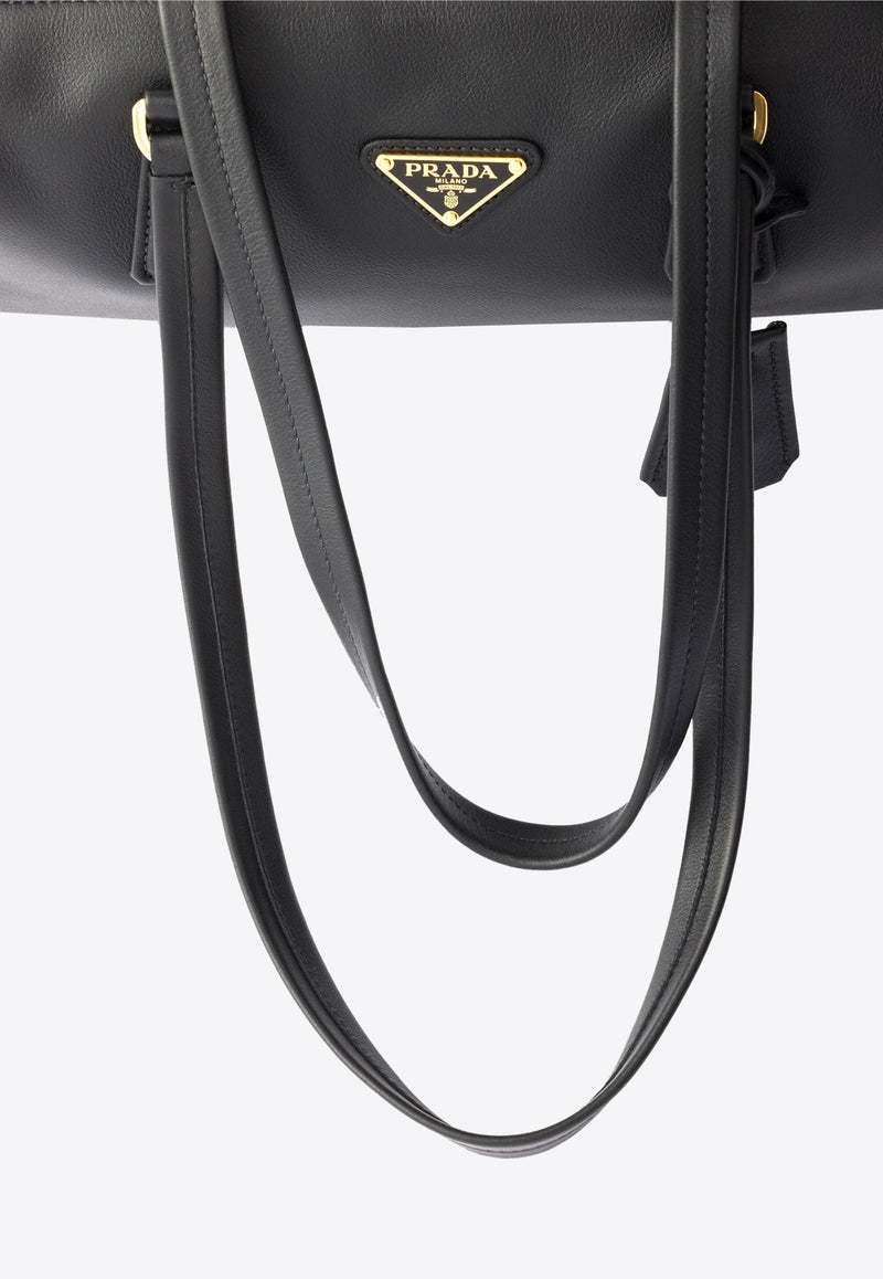 Prada Medium Triangle Logo Leather Shoulder Bag Black 1BB127VODO2CYS_F0002