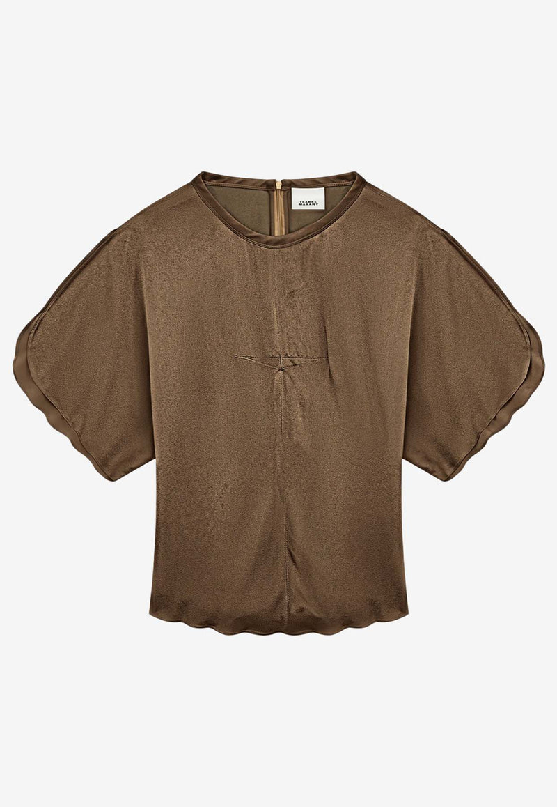 Isabel Marant Karlita Satin Blouse Brown HT0568FAC1J04I_50BZ