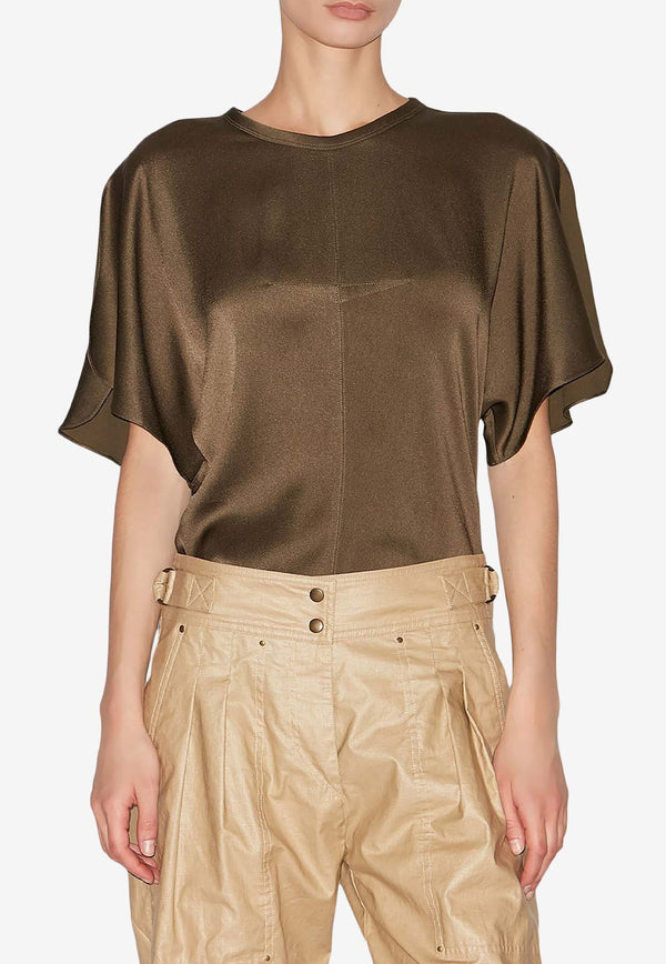 Isabel Marant Karlita Satin Blouse Brown HT0568FAC1J04I_50BZ