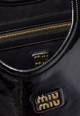 Miu Miu IVY Naplak Patent Leather Shoulder Bag Black 5BG231VMWFADNT_F0002