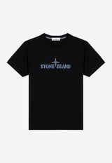 Stone Island Logo Print T-shirt Black 81152NS80/P_STONE-V0029