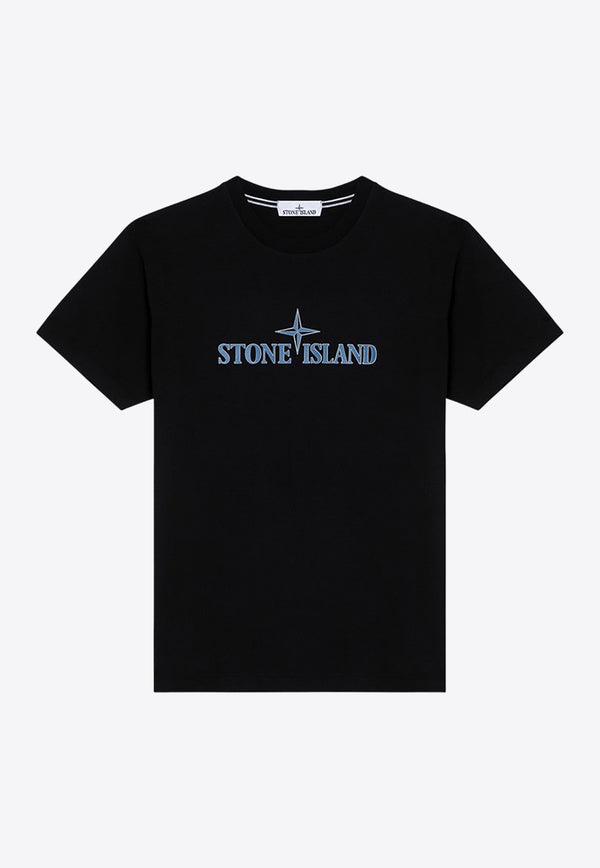 Stone Island Logo Print T-shirt Black 81152NS80/P_STONE-V0029