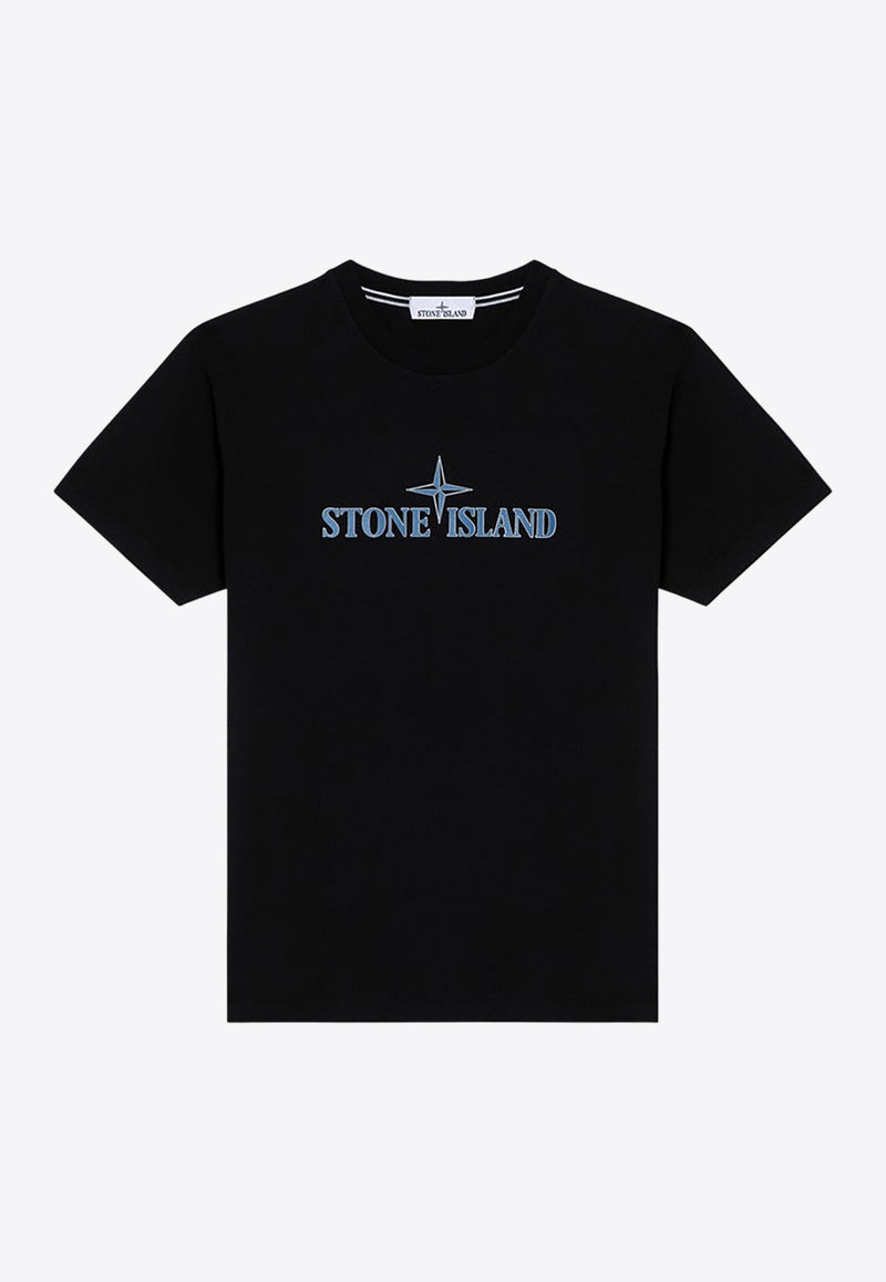 Stone Island Logo Print T-shirt Black 81152NS80/P_STONE-V0029