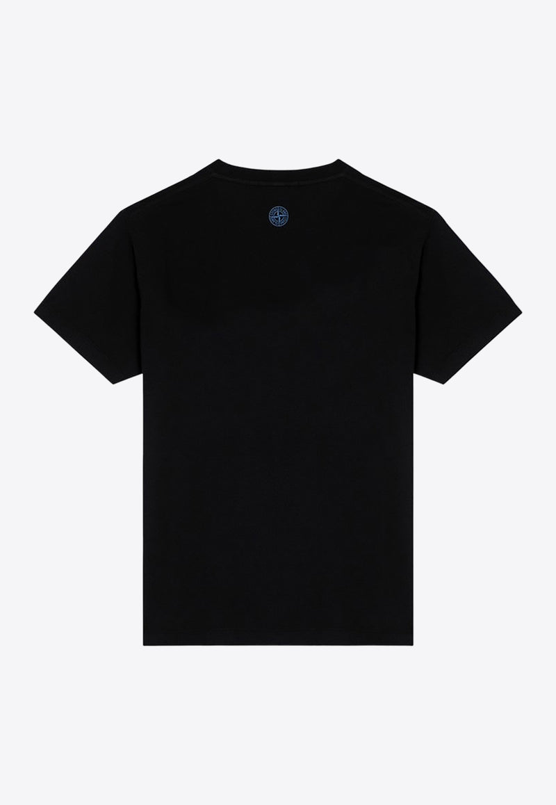 Stone Island Logo Print T-shirt Black 81152NS80/P_STONE-V0029