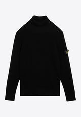 Stone Island Logo Patch Turtleneck Wool Sweater Black 8115552C2/P_STONE-A0029