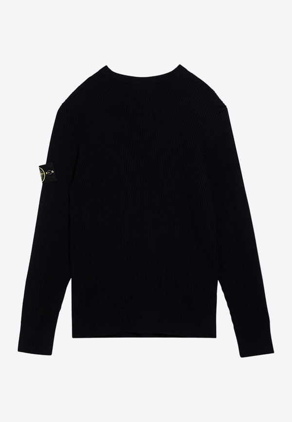 Stone Island Logo Patch Wool Sweater Blue 8115553C2/P_STONE-A0020