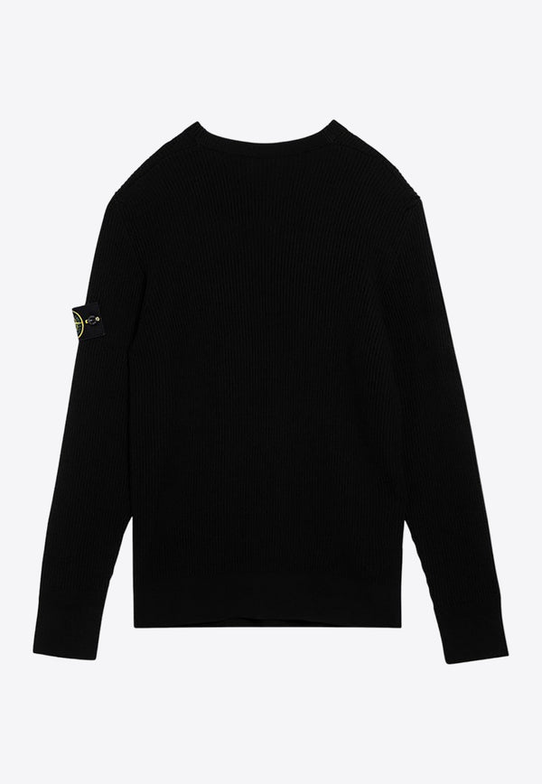 Stone Island Logo Patch Wool Sweater Black 8115553C2/P_STONE-A0029