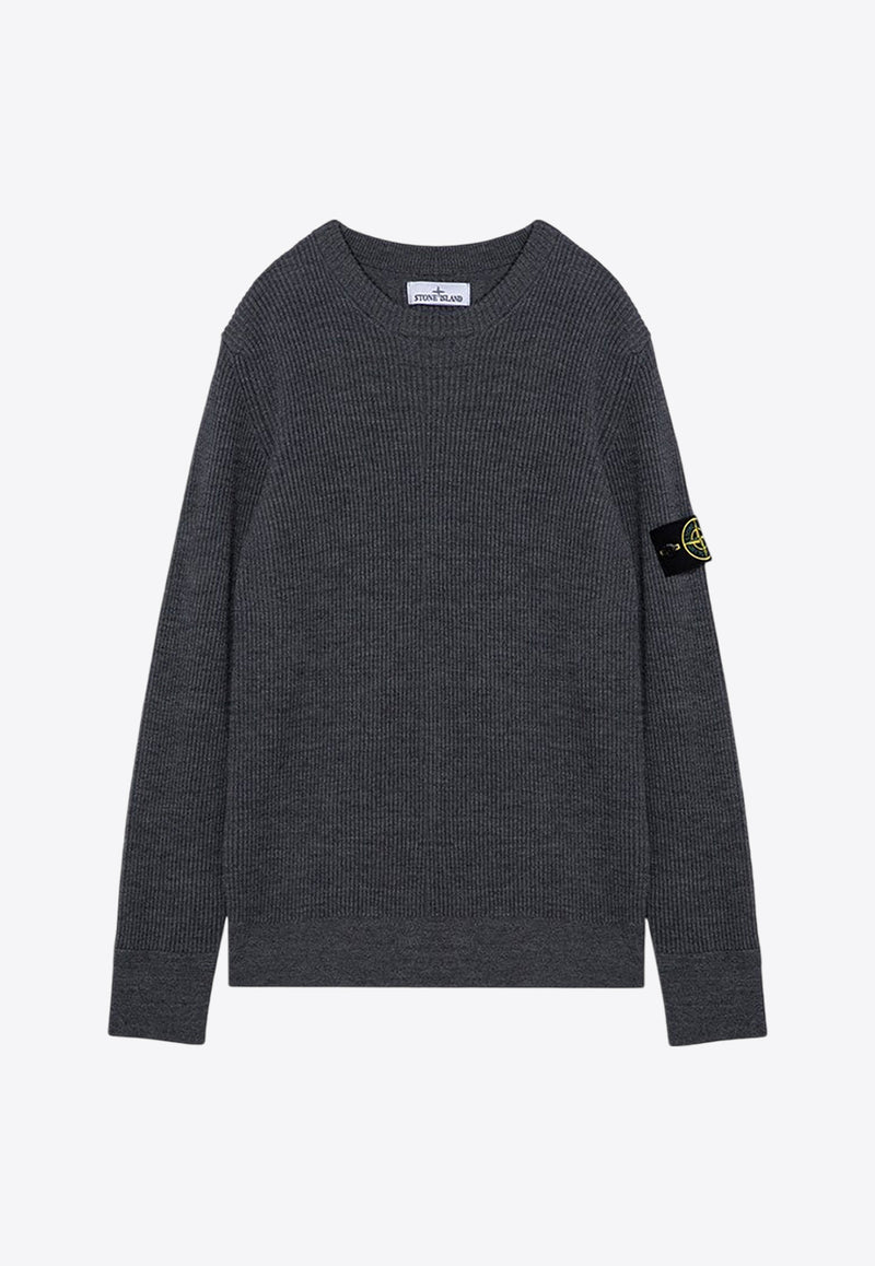 Stone Island Compass Patch Wool Sweater Gray 8115553C2/P_STONE-V0M67