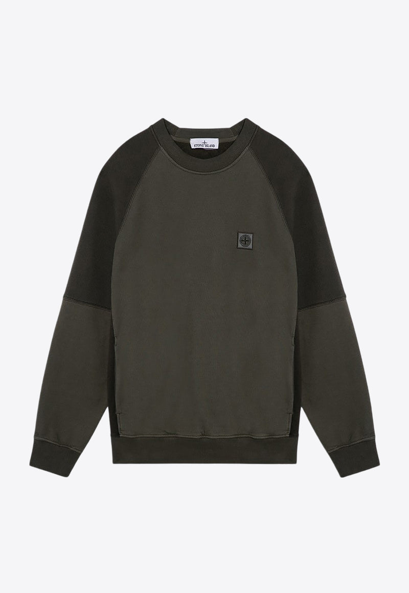 Stone Island Logo Patch Paneled Sweatshirt Green 811560252/P_STONE-V0059