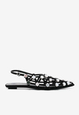 The Attico Grid Slingback Flats  Black 246WSH00801_100