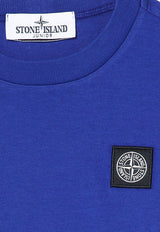 Stone Island Junior Boys Logo Patch Long-Sleeved T-shirt Blue 8116204-B47/P_STONE-V0022