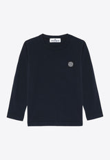 Stone Island Junior Boys Logo Patch Long-Sleeved T-shirt Navy 811620447/P_STONE-V0020